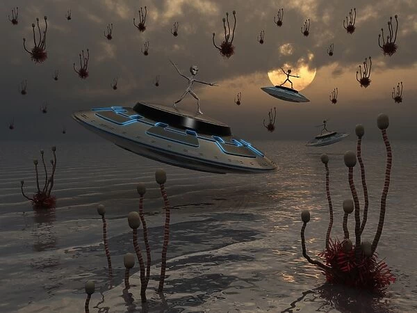 Aliens celebrate their annual harvest on their UFO s