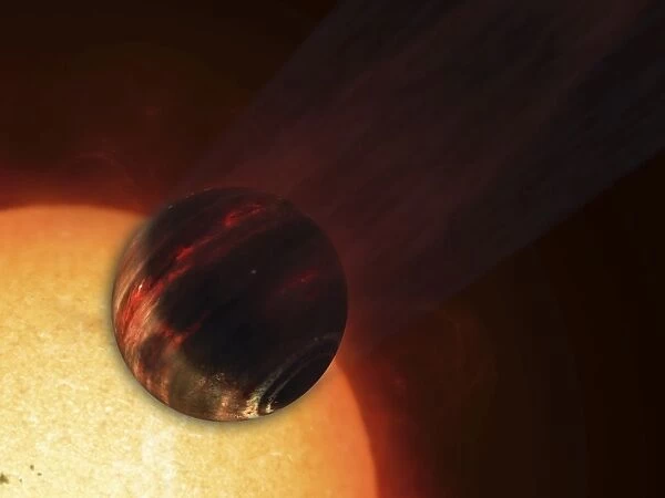 Artists concept of a Hot Jupiter extrasolar planet orbiting a sun-like star