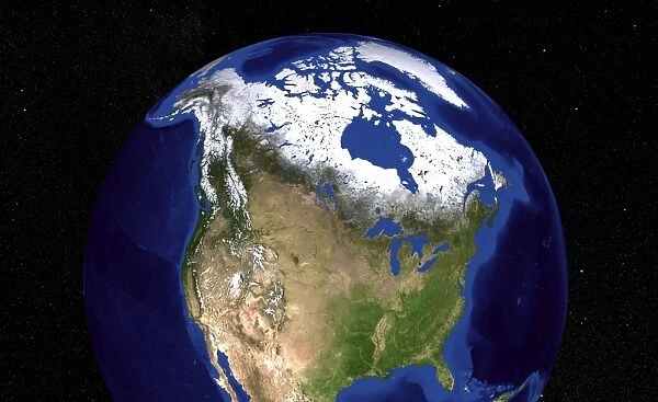 The Blue Marble Next Generation Earth showing the United States, Canada and Greenland
