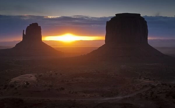 The famous Mitten formations in Monument Valley, Utah
