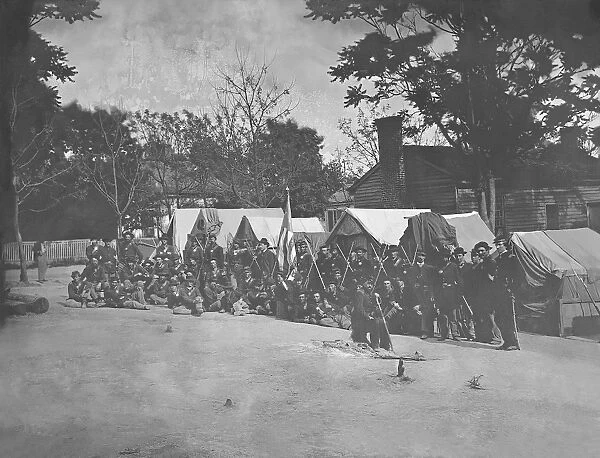 Infantry company group photo during the American Civil War