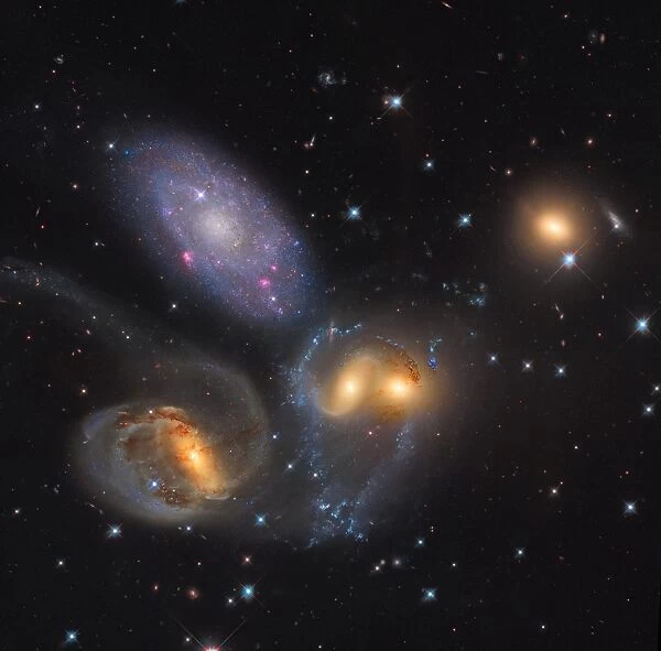 Stephans Quintet, a grouping of galaxies in the constellation Pegasus