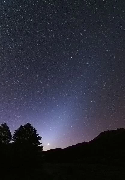 Venus setting and a bright cone of zodiacal light visible after sunset