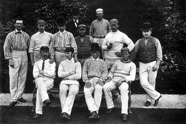 The Yorkshire Cricketers, includes four players from Sheffield, J. Rowbotham, G. Ullyett, ? Pinder and T. Armitage, , 1875