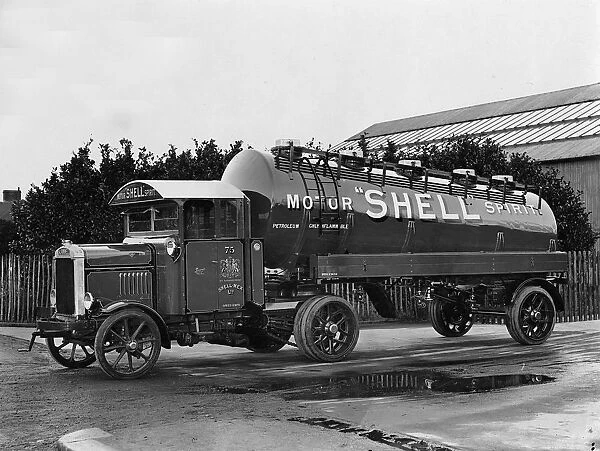 1928 Scammell petrol tanker for Shell. Creator: Unknown
