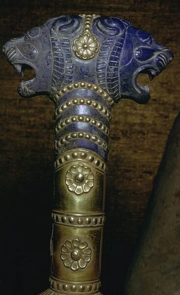 Detail of an Achaemenid gold and lapis lazuli staff
