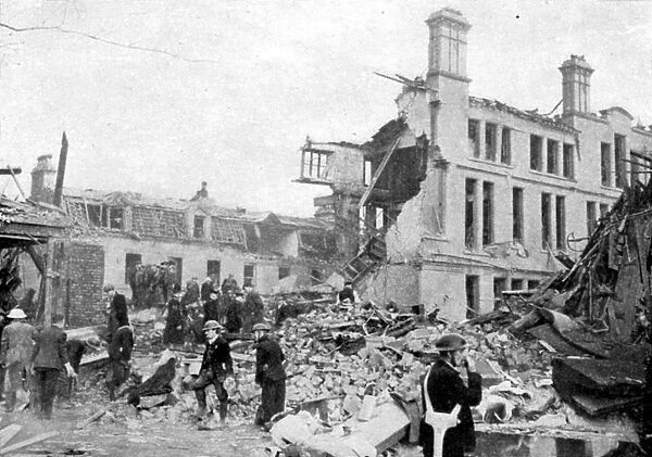 Aftermath of a German bombing raid, Merseyside, World War II, March 1941