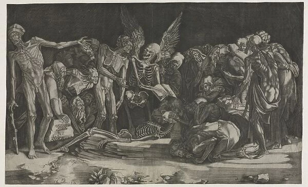 Allegory of Death and Fame, 1518. Creator: Agostino Musi (Italian, 1490-1540)