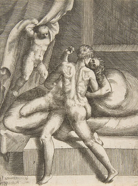 Apollo and Leucothea, from The Loves of the Gods, ca. 1531-76. Creator: Giulio Bonasone