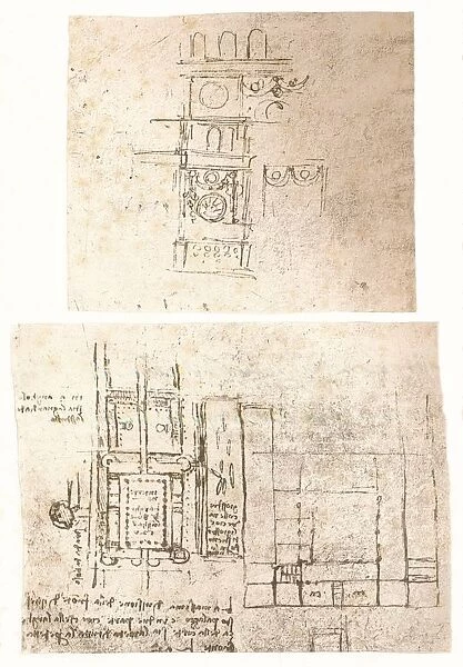 Two architectural drawings, c1472-c1519 (1883). Artist: Leonardo da Vinci