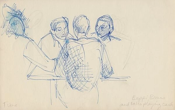 Beppi, Bruno and Fabio playing cards, c1950. Creator: Shirley Markham