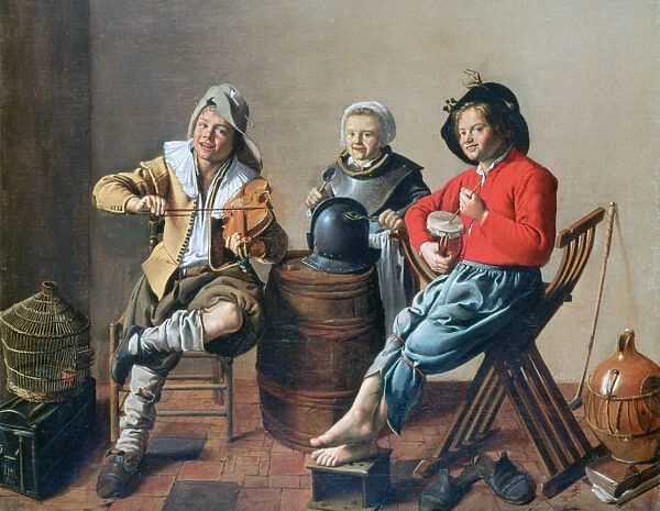 Two Boys and a Girl making Music, 1629. Artist: Jan Miense Molenaer