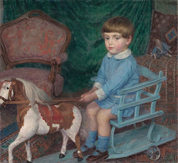 Child with a Horse Toy, c. 1925. Creator: Zabota, Ivan (1877-1939)