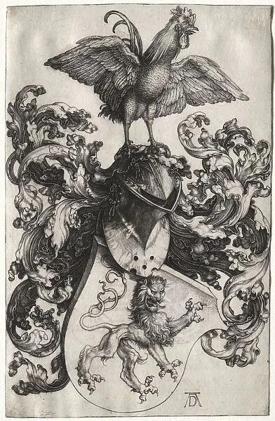 The Coat of Arms with a Lion and Cock, probably 1503. Creator: Albrecht Dürer (German