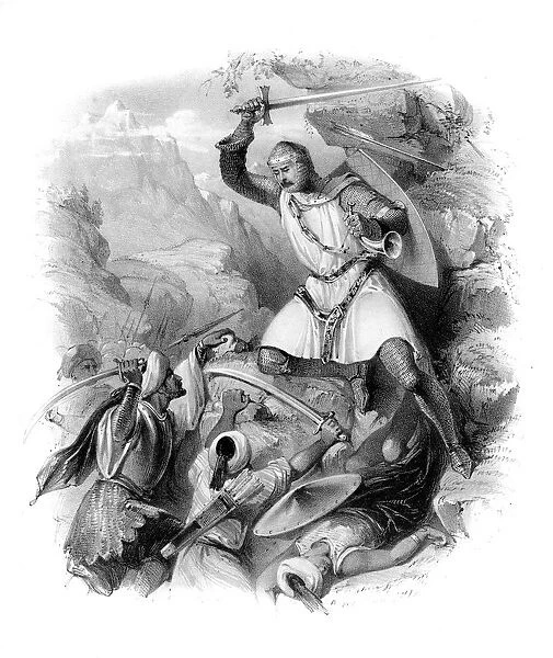 Crusader in battle, (19th century)