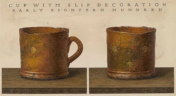 Cup with Slip Decoration, c. 1937. Creator: John Matulis