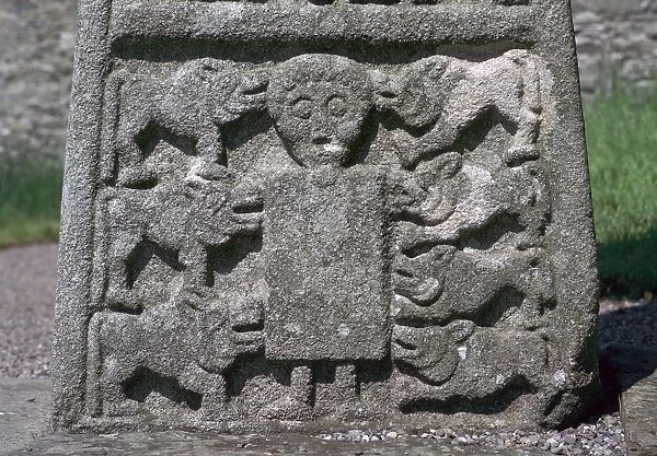Depiction of Daniel in the Lions Den on the Moone Cross, 7th century