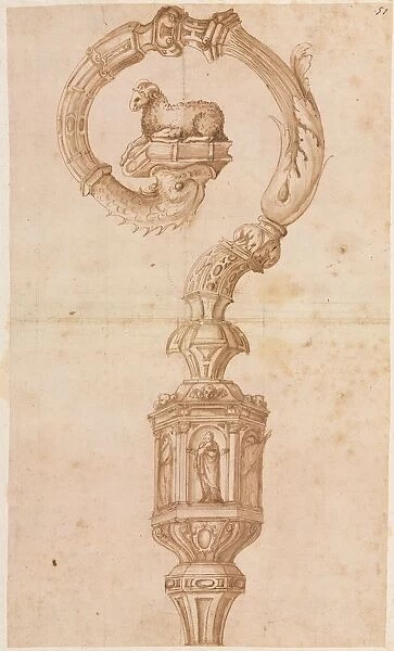 Design for a Crozier, mid 1500s. Creator: Luzio Romano (Italian, active 1528-75)