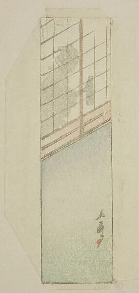 Envelope of woman behind sliding screens, n. d. Creator: Ando Hiroshige