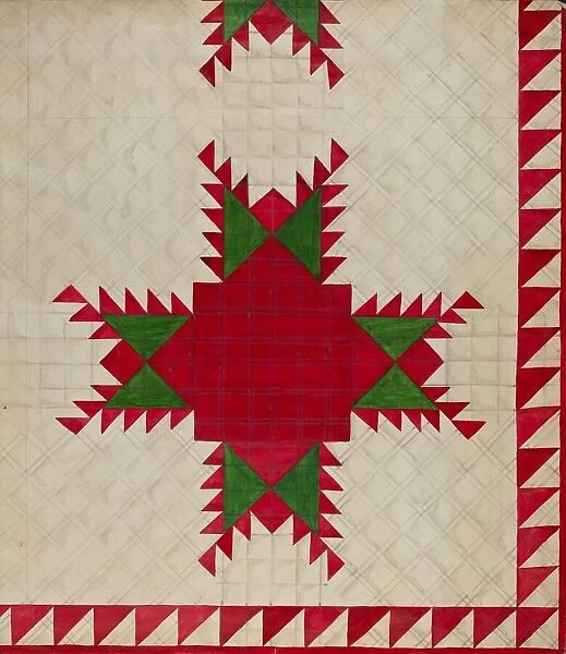 Feathered Star Quilt, c. 1936. Creator: Katherine Hastings