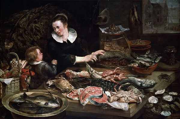 A Fishmongers Shop, c1616-1618. Artist: Frans Snyders