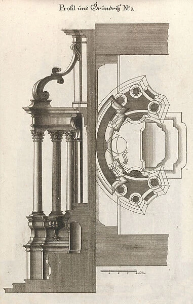 Floorplan and Side View of an Altar, Plate c (2) from Unterschiedliche Neu