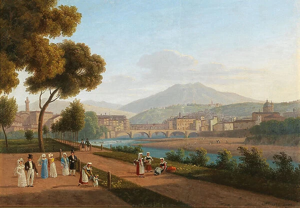 Florence, view of the Ponte Vecchio, 1826. Creator: Martynov