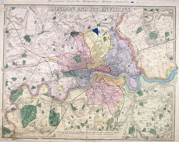 General Map of London, 1847. Artist: Benjamin Rees Davies