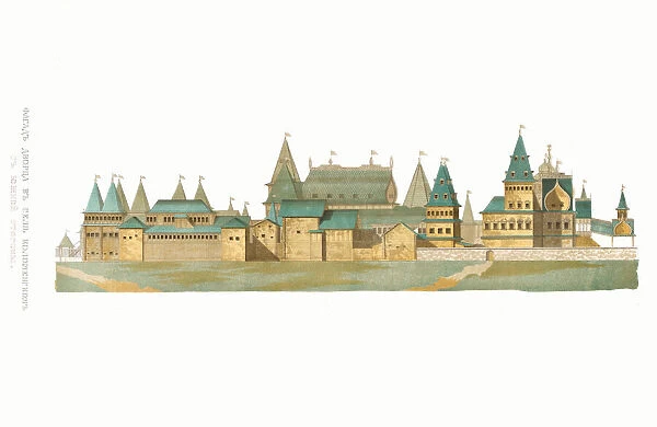 The great palace in Kolomenskoye seen from the south. From the Antiquities of the Russian