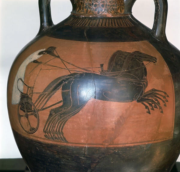 Greek vase depicting a chariot, c5th-6th century BC