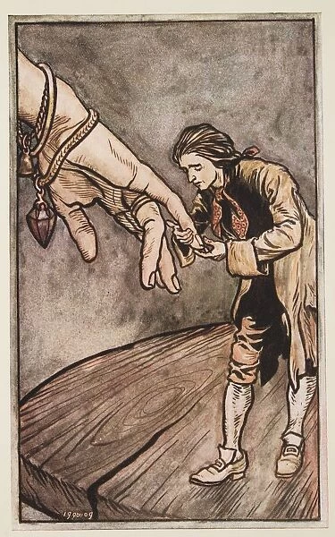Gulliver Kisses the Queen of Brobdingnagias Hand, 1909