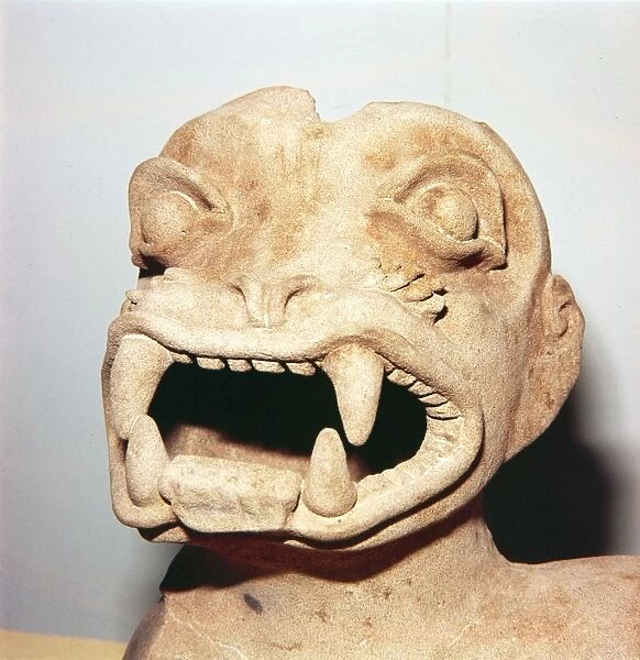 Head of Monster on Pot, from Ecuador, Pre Columbian