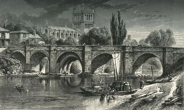 Hereford Cathedral, and Wye Bridge, c1870