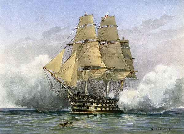 HMS Victory, British warship, c1890-c1893. Artist: William Frederick Mitchell