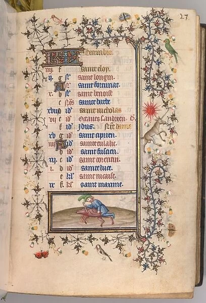 Hours of Charles the Noble, King of Navarre (1361-1425): fol. 12r, December, c. 1405