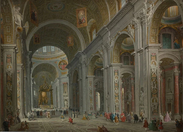Interior of Saint Peters, Rome, after 1754. Creator: Giovanni Paolo Panini