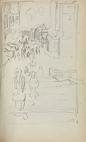 Italian Sketchbook: Stairs with Figures (page 165), 1898-1899. Creator: Maurice Prendergast
