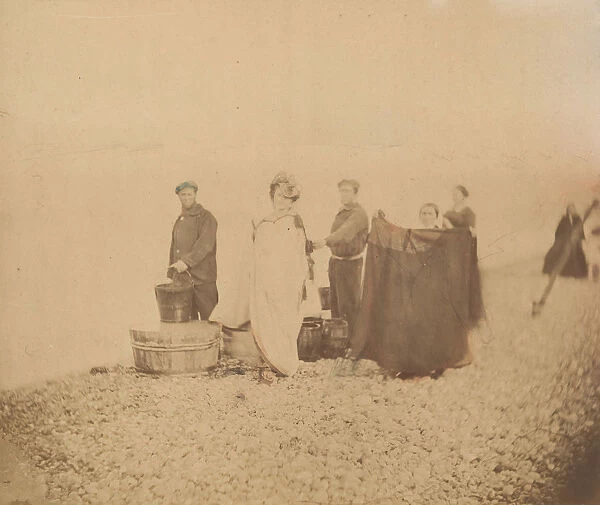 [La Comtesse with Group on a Rocky Beach], 1860s. Creator: Pierre-Louis Pierson