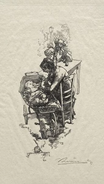 La femme au berceau. Creator: Auguste Louis Lepere (French, 1849-1918)