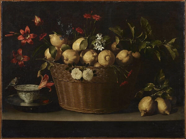 Still Life with Lemons in a Wicker Basket, ca 1643-1649. Creator: Zurbaran, Juan de