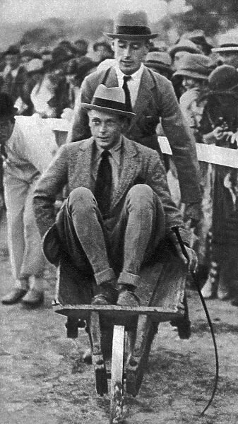 Louis Mountbatten wheels his cousin, the Prince of Wales, at a gymkhana in Malta, 1936