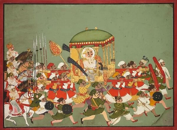 Maharao Chattar Sal (reigned 1758-64) of Kota in a Palanquin, c. 1760. Creator: Unknown