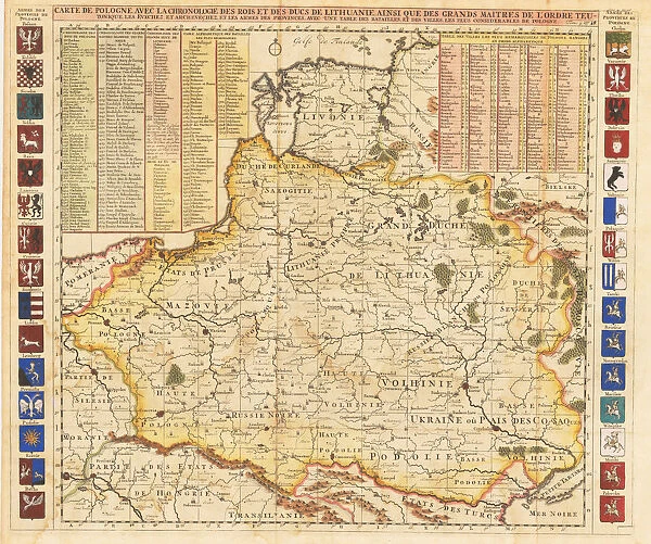 Map of Poland includes portions of Livonia and Grand Duchy of Moscow