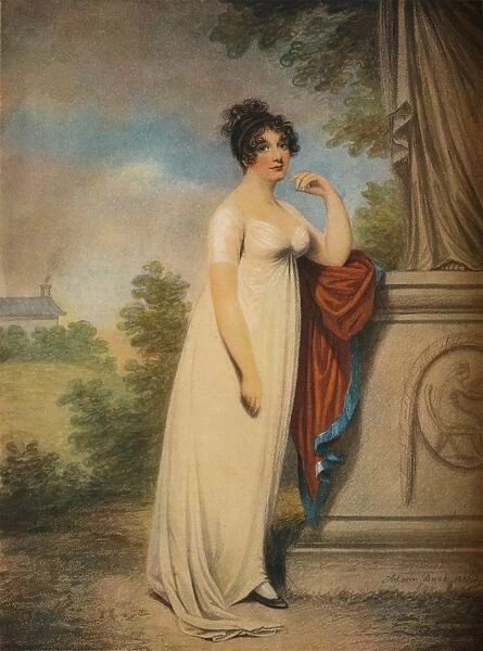 Mary Anne Clarke at the base of a statue, 1803. Artists: Mary Anne Clarke, Adam Buck