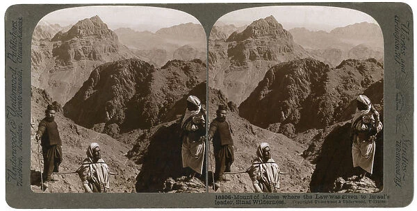 Mount of Moses, where the law was given to Israels leader, the Sinai wilderness, 1900s. Artist: Underwood & Underwood