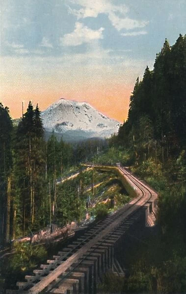 Mount Rainier from the C. M. & P. S. R. R. c1916. Artist: Asahel Curtis
