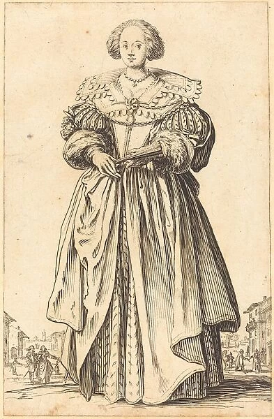 Noble Woman with Fan, c. 1620  /  1623. Creator: Jacques Callot