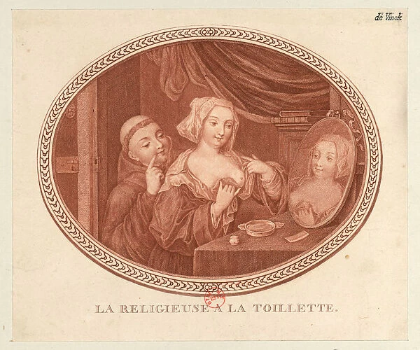 The nun at the toilet, 1770-1780s. Creator: Anonymous