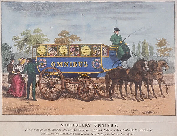 Passengers using Shillibeers omnibus, London, 1829