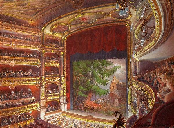 Premiere of the opera Walkure, act III, at the Gran Teatre del Liceu, Barcelona, 1899